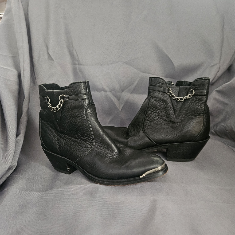 Durango Black Ankle Boots with Chain Accent
